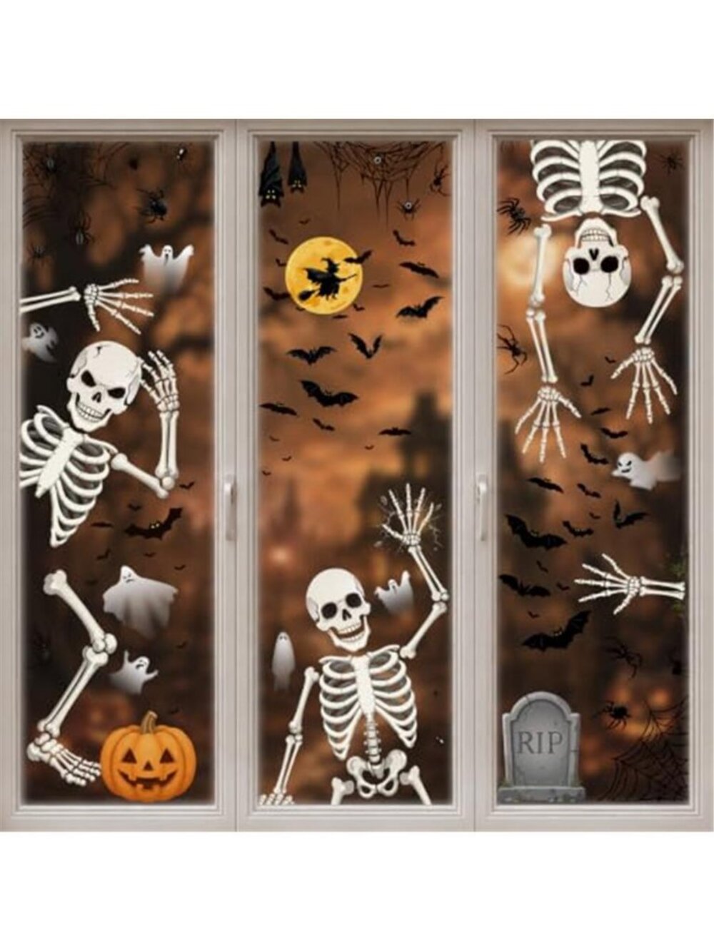 Skeleton Halloween Window Clings, Halloween Stickers for Halloween Decorations